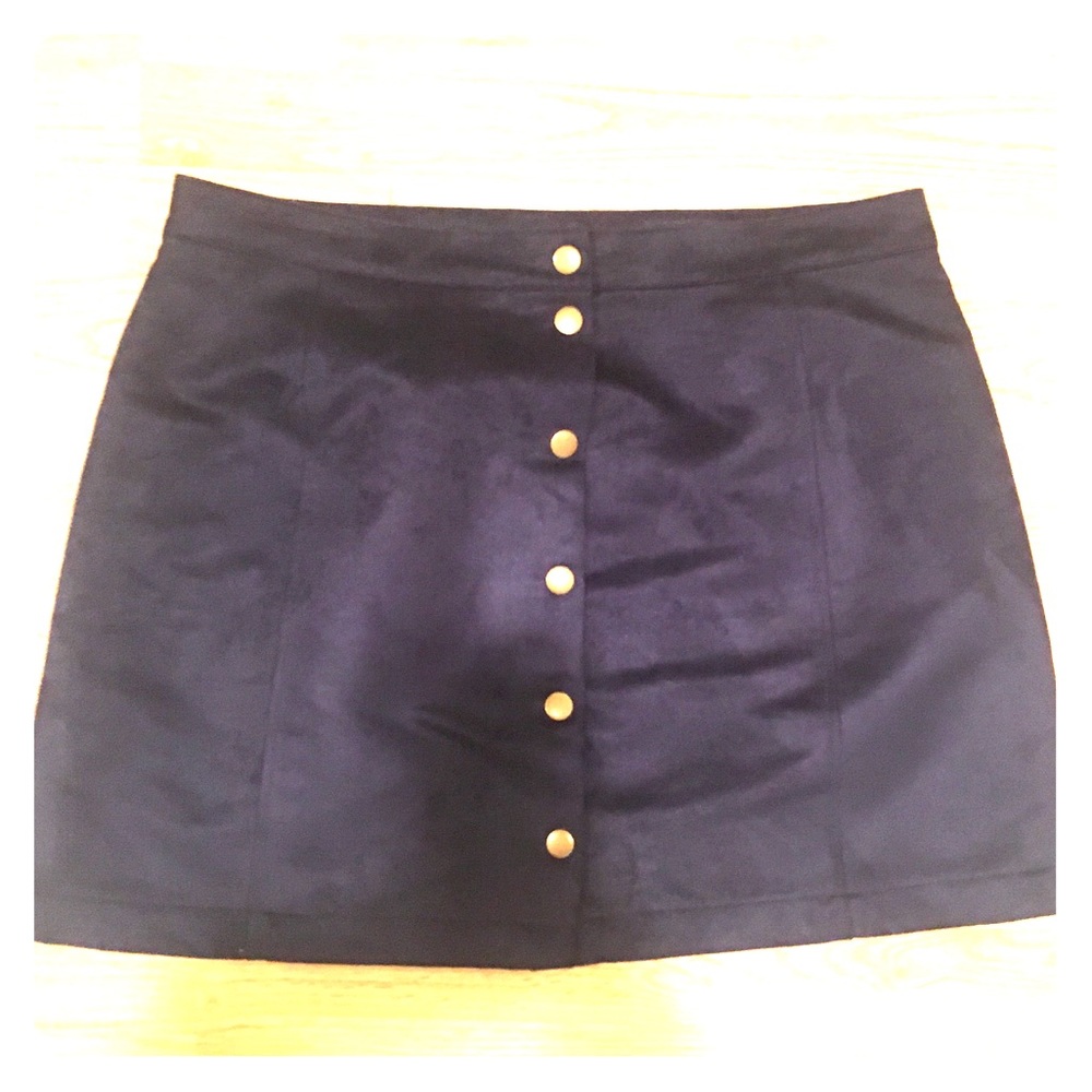 NWOT Navy suede like skirt